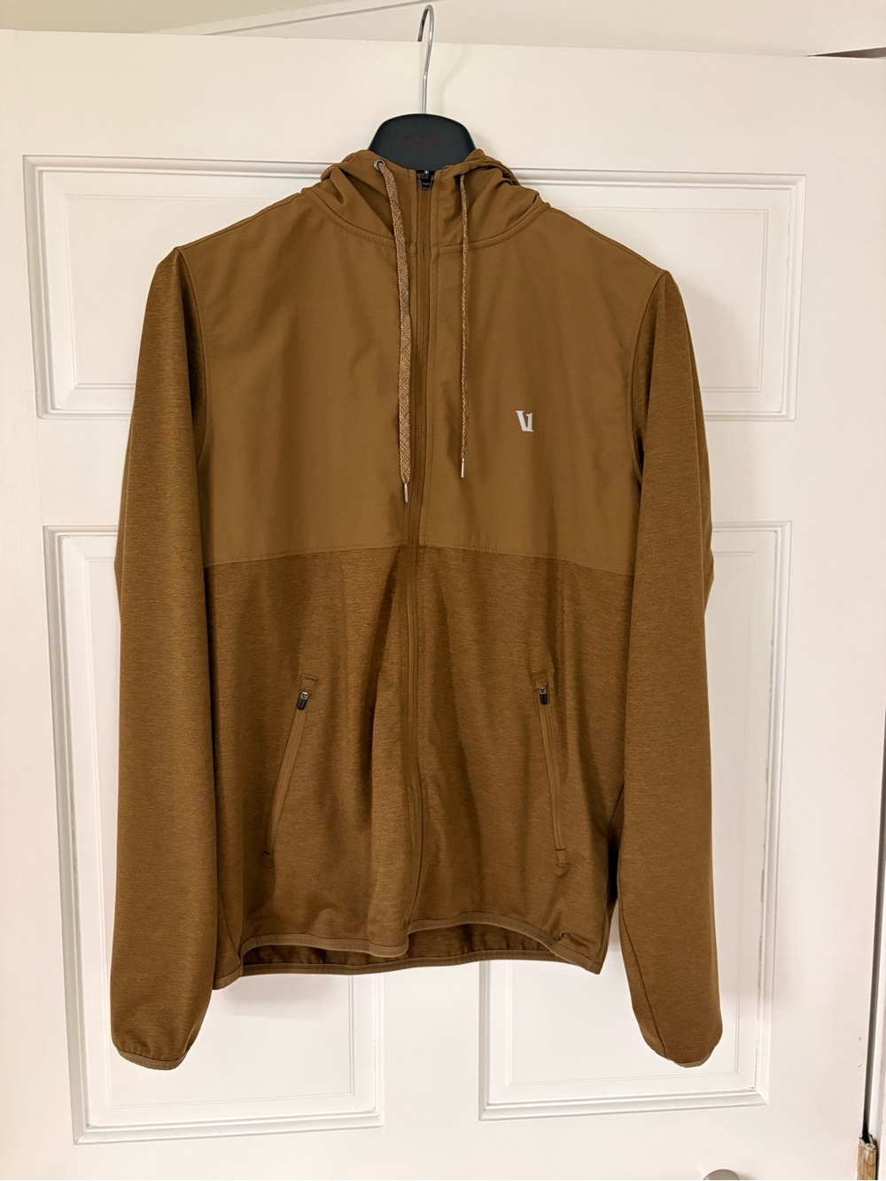 Vuori Men's Full-Zip Hooded Jacket in Brown